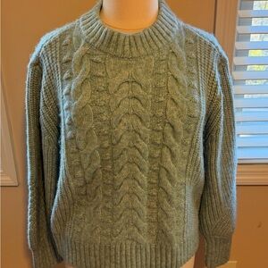 a new day Cable Knit Crewneck Sweater - Light Green